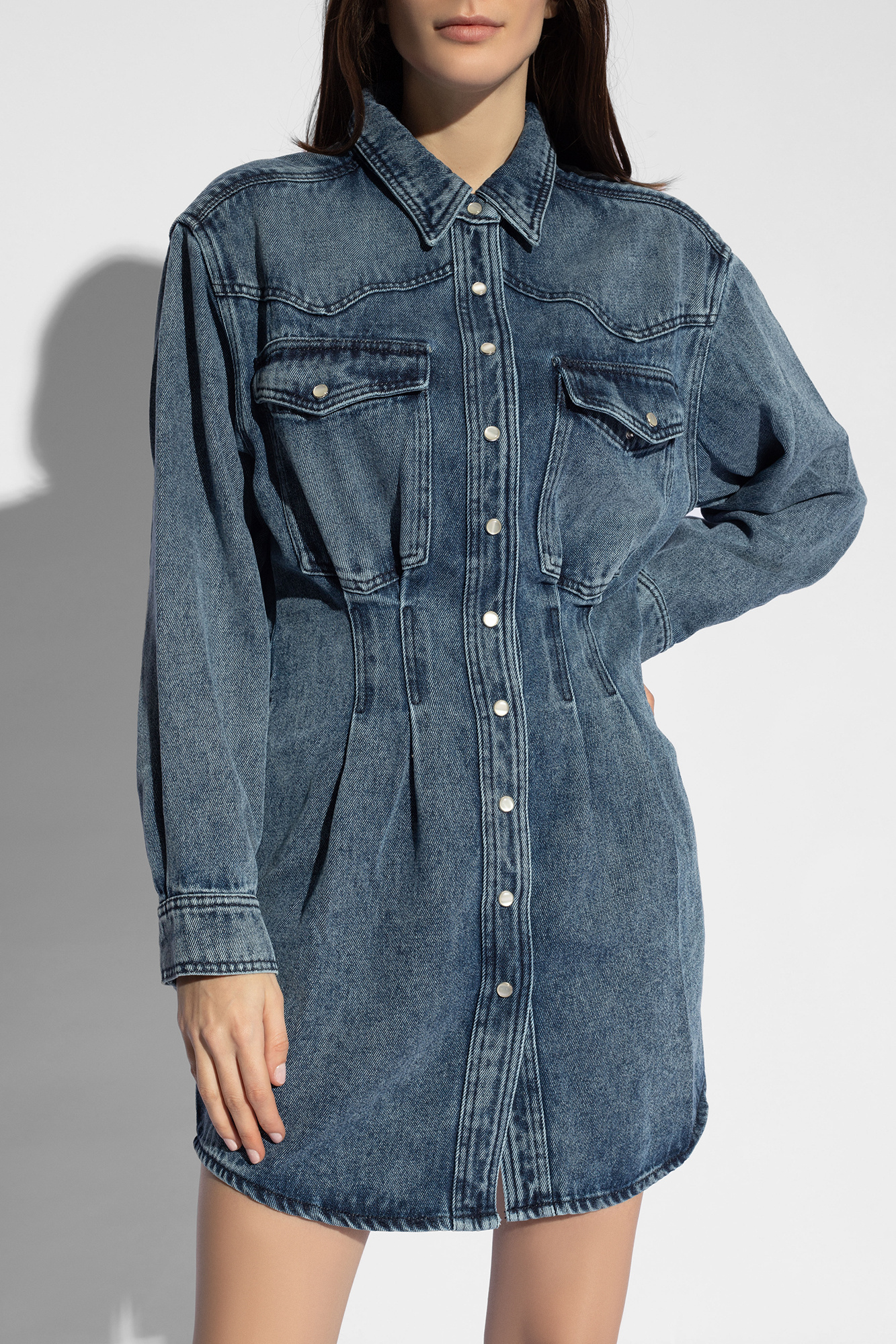 Blue Liliko denim dress Isabel Marant Crepe Long Sleeve Dress SchaferandweinerShops Zimbabwe